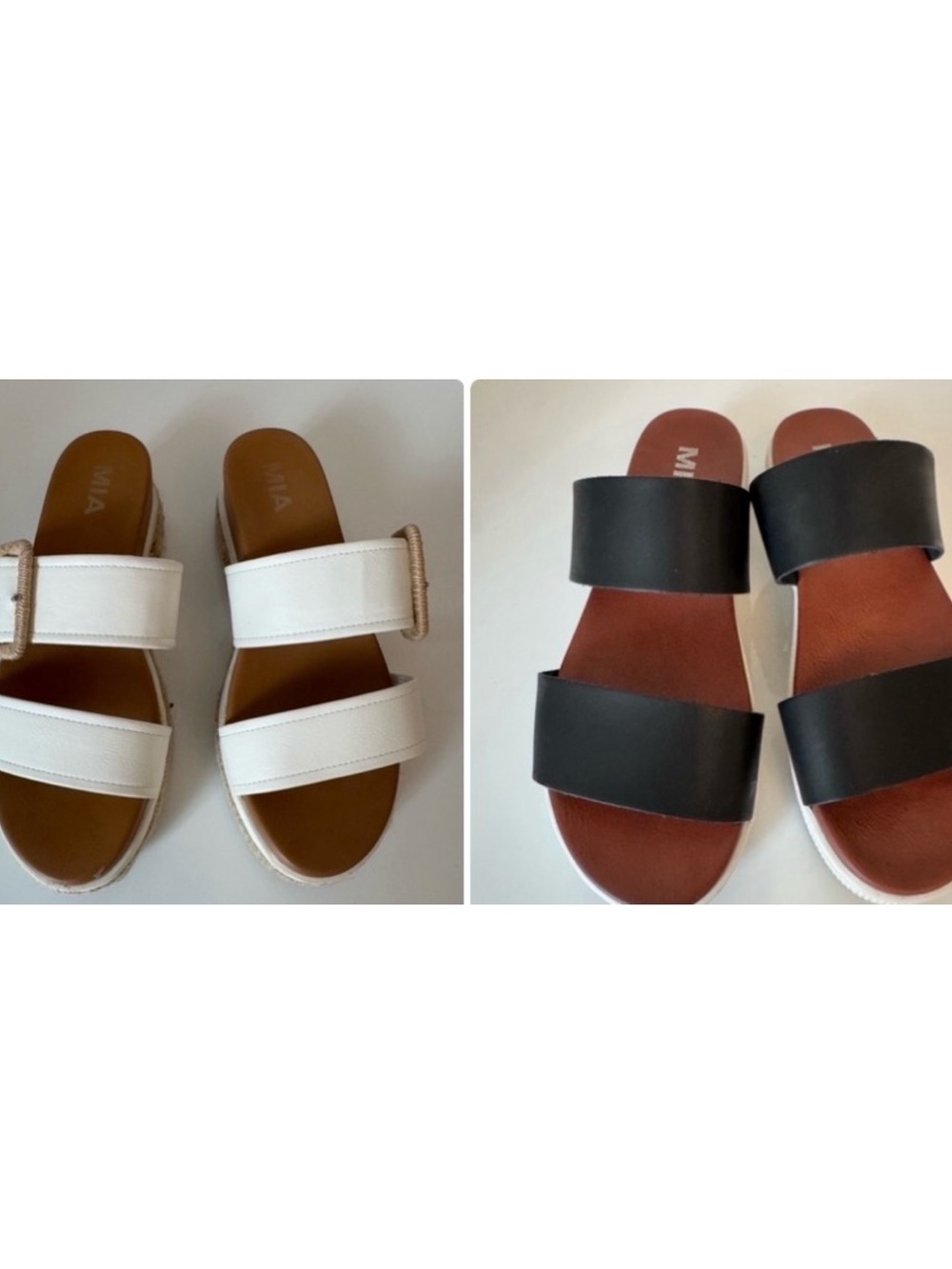 MIA White Double-Band Jute Espadrille Platform Sandals